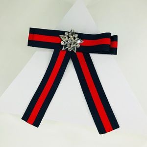 🆑 Ribbon Bowknot Brooch in Navy